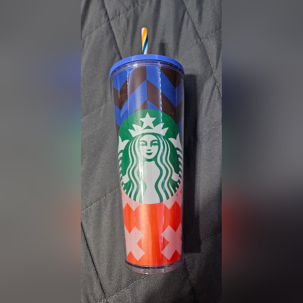 Starbucks Multicolor Geometric Tumbler with Straw